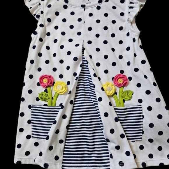 NWT Yellow Blue Polka Dot KIDS HEADQUARTERS Pant Set Girls Size 4 * - Picture 4 of 4